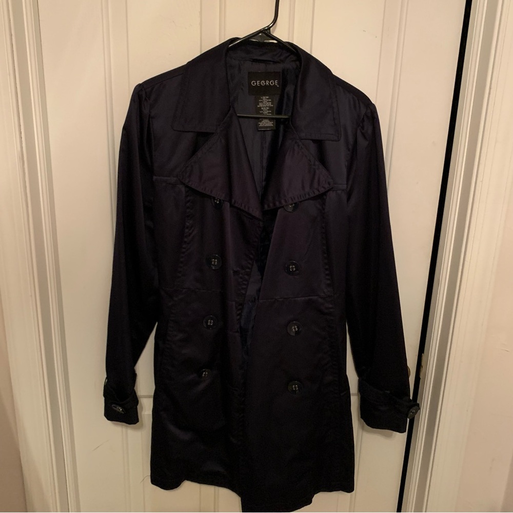 Women’s Navy Double Breast Raincoat SZ- Large